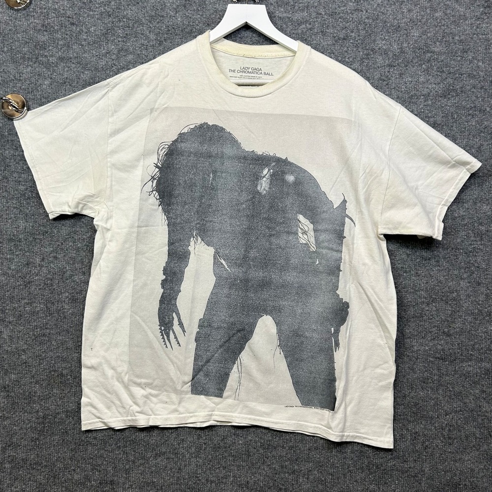 Lady Gaga T-Shirt Men Large White Good Chromatica Ball Tour 2022 Graphic Tee